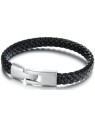 Troli Bracciale da uomo nero in pelle intrecciata uomo