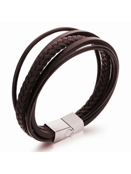 Troli Bracciale realizzato con cinturini in pelle marrone Pelle uomo