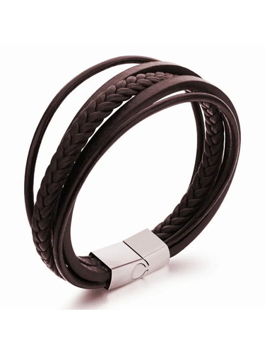 Troli Bracciale realizzato con cinturini in pelle marrone Pelle uomo