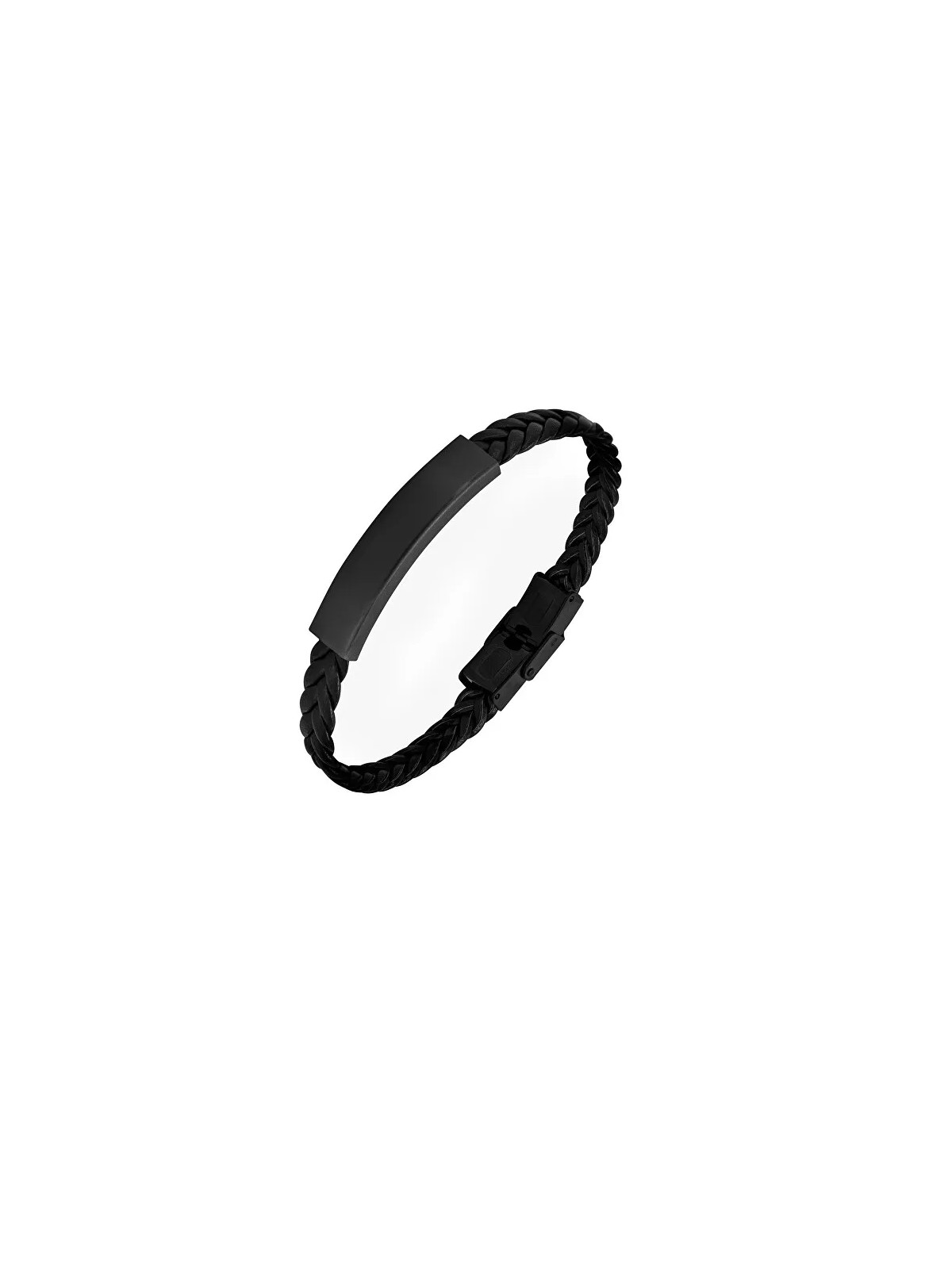 Troli Bracciale in pelle nera con chiusura in acciaio STO3682 uomo