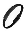 Troli Bracciale in pelle nera con chiusura in acciaio STO3682 uomo