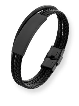 Troli Bracciale moderno nero da uomo in pelle VABOB033 uomo