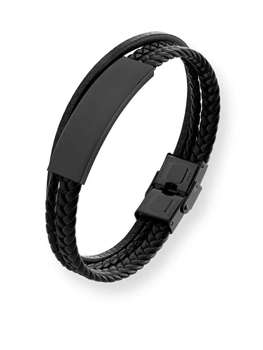 Troli Bracciale moderno nero da uomo in pelle VABOB033 uomo