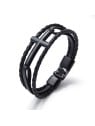 Troli Bracciale in pelle nera con croce Pelle VPH1291D uomo