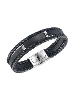 Troli Bracciale in pelle alla moda con ornamenti in acciaio Pelle uomo