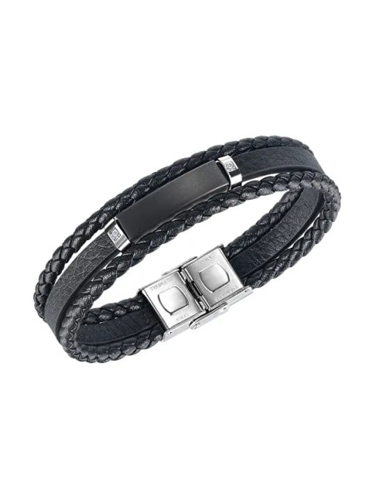Troli Bracciale in pelle alla moda con ornamenti in acciaio Pelle uomo