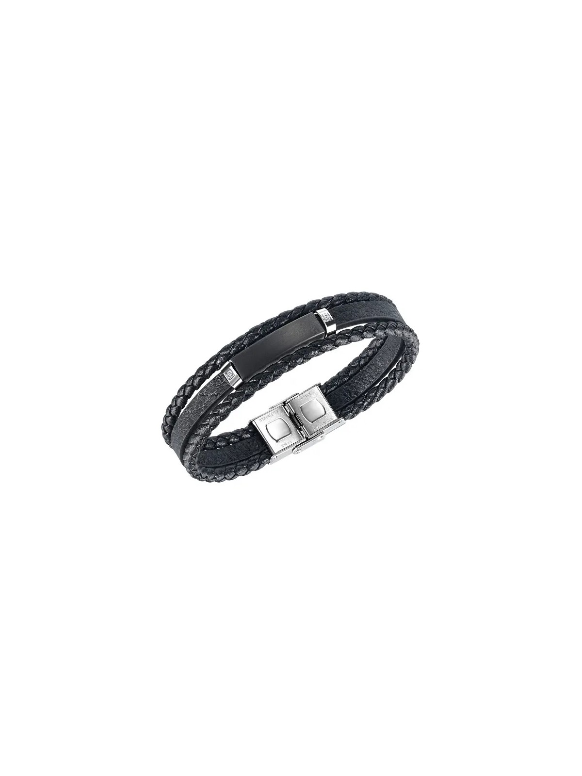 Troli Bracciale in pelle alla moda con ornamenti in acciaio Pelle uomo
