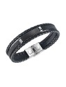 Troli Bracciale in pelle alla moda con ornamenti in acciaio Pelle uomo