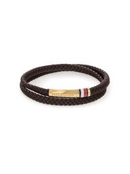 Tommy Hilfiger Bracciale in pelle marrone con chiusura in acciaio 2790551 uomo