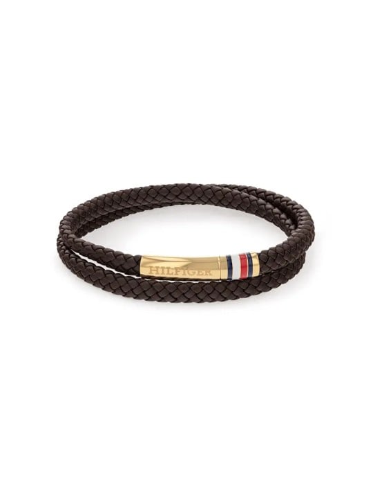 Tommy Hilfiger Bracciale in pelle marrone con chiusura in acciaio 2790551 uomo