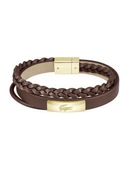 Lacoste Bracciale in pelle marrone Fusion 2040317 uomo