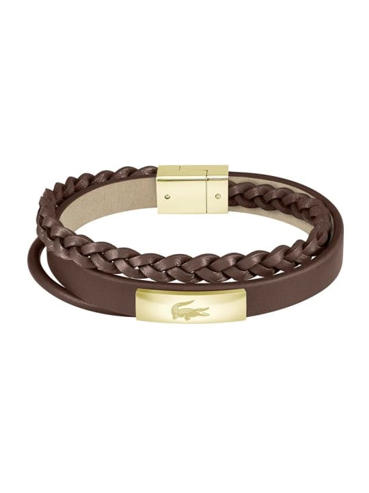 Lacoste Bracciale in pelle marrone Fusion 2040317 uomo