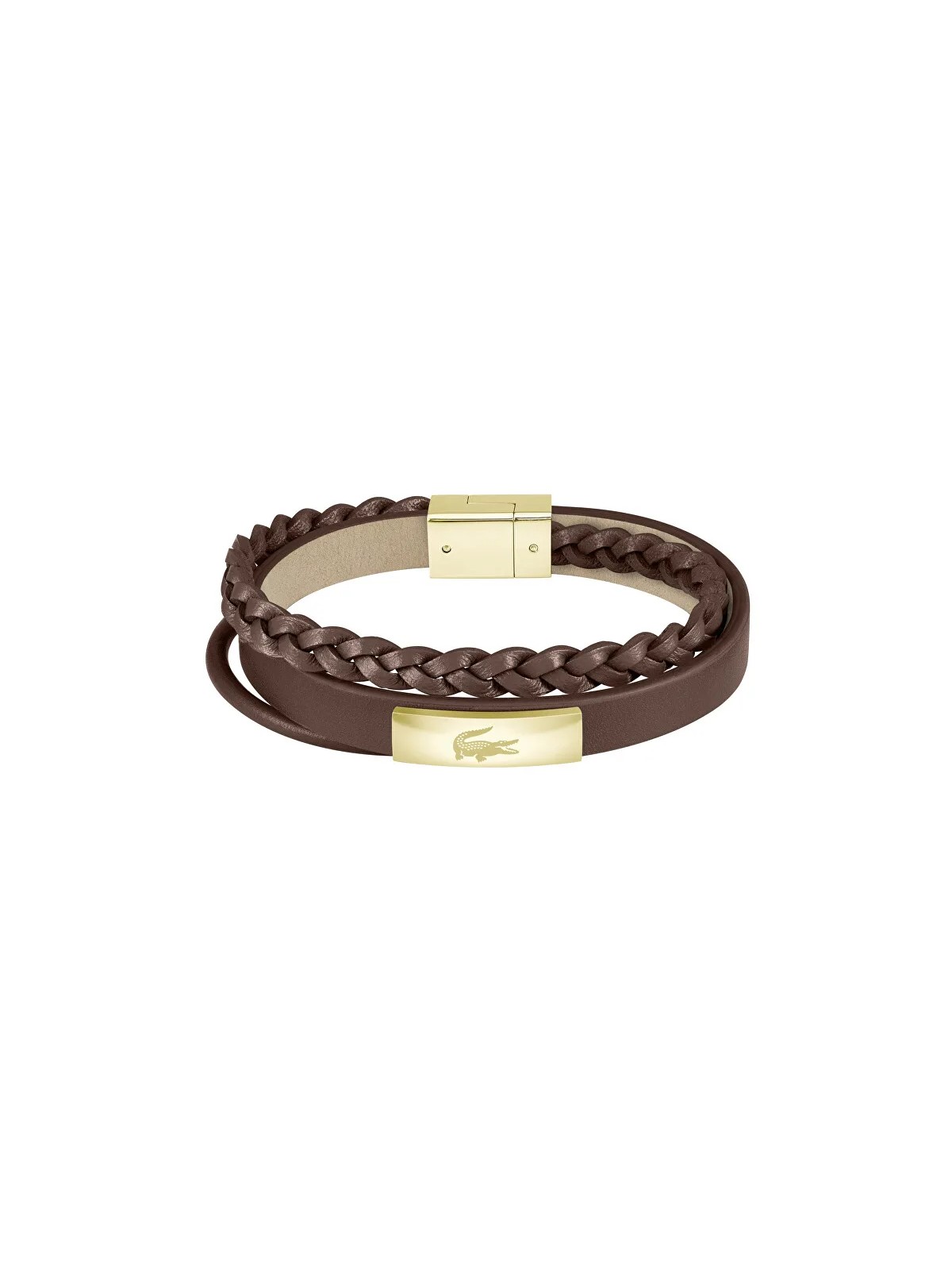 Lacoste Bracciale in pelle marrone Fusion 2040317 uomo