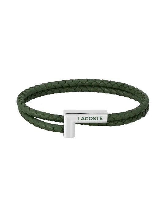 Bracciale Lacoste in pelle verde Swarm 2040151 uomo