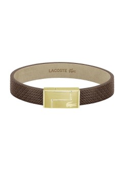 Lacoste Bracciale in pelle marrone Monogram Leather 2040187 - Lunghezza: 17.5 cm uomo