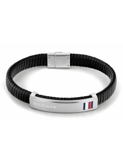 Tommy Hilfiger Bracciale moderno in pelle nera 2790349 uomo