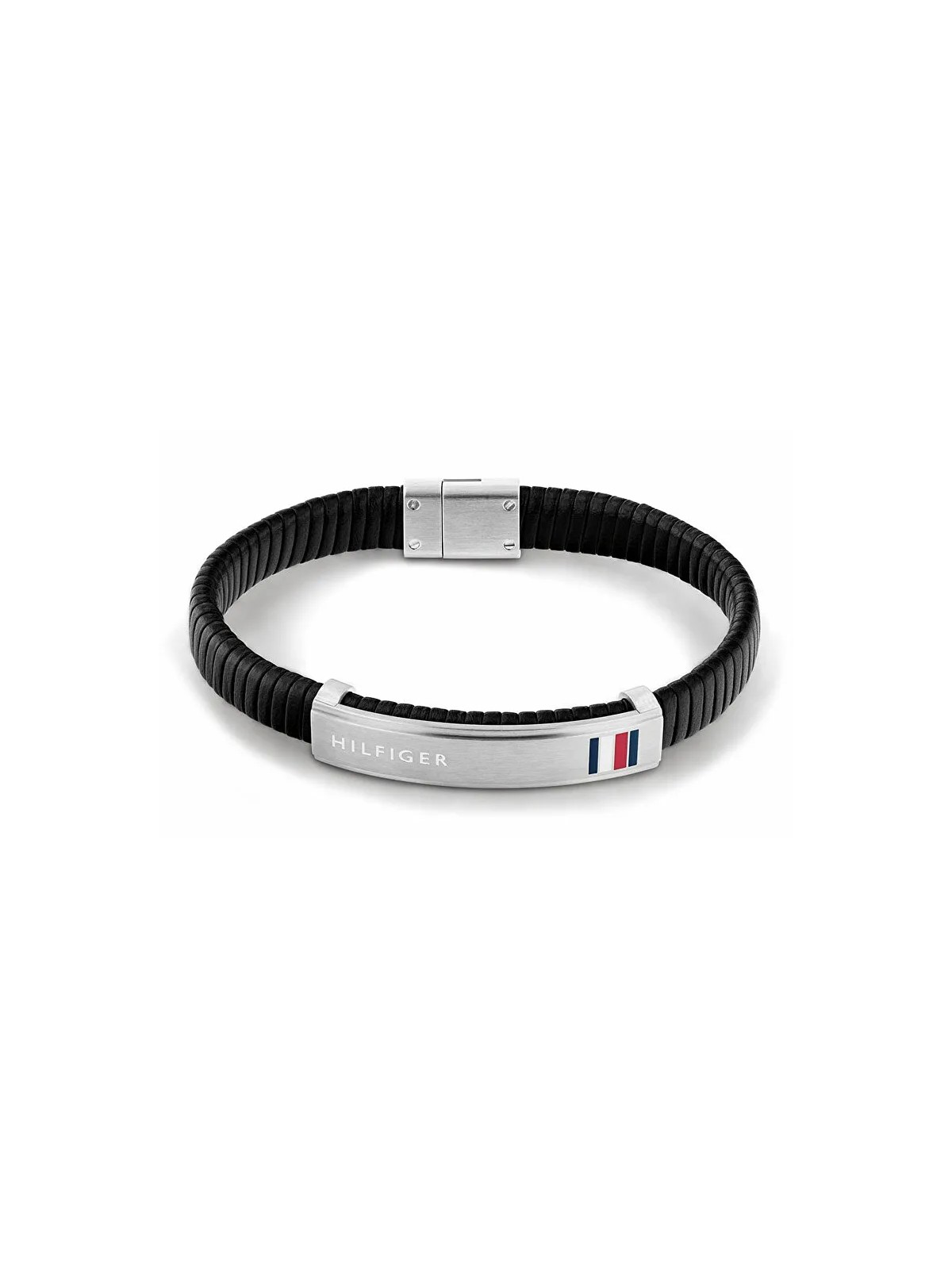 Tommy Hilfiger Bracciale moderno in pelle nera 2790349 uomo