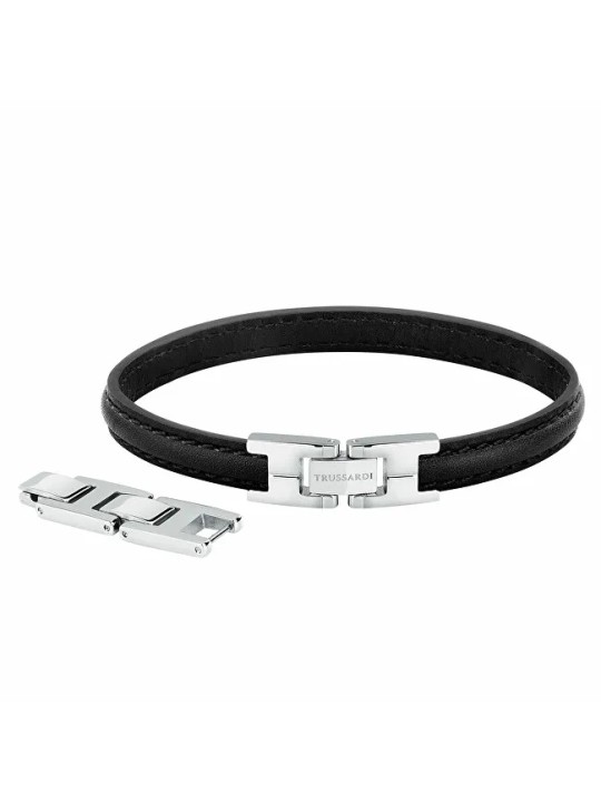 Trussardi Elegante bracciale in pelle nera T-Leather TJAXZ03 uomo