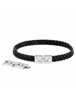 Trussardi Bracciale originale in pelle nera T-Leather TJAXV19 uomo