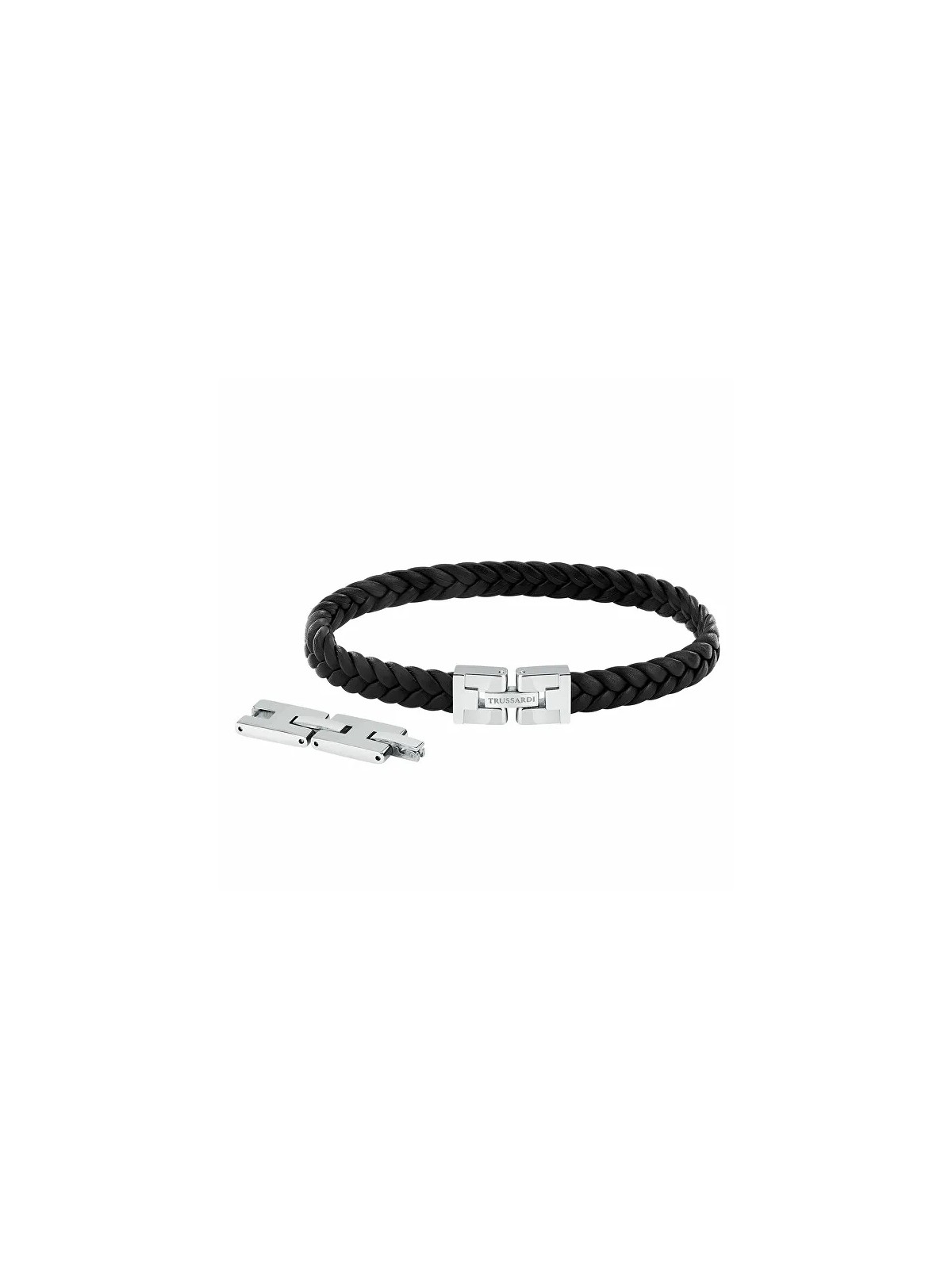 Trussardi Bracciale originale in pelle nera T-Leather TJAXV19 uomo