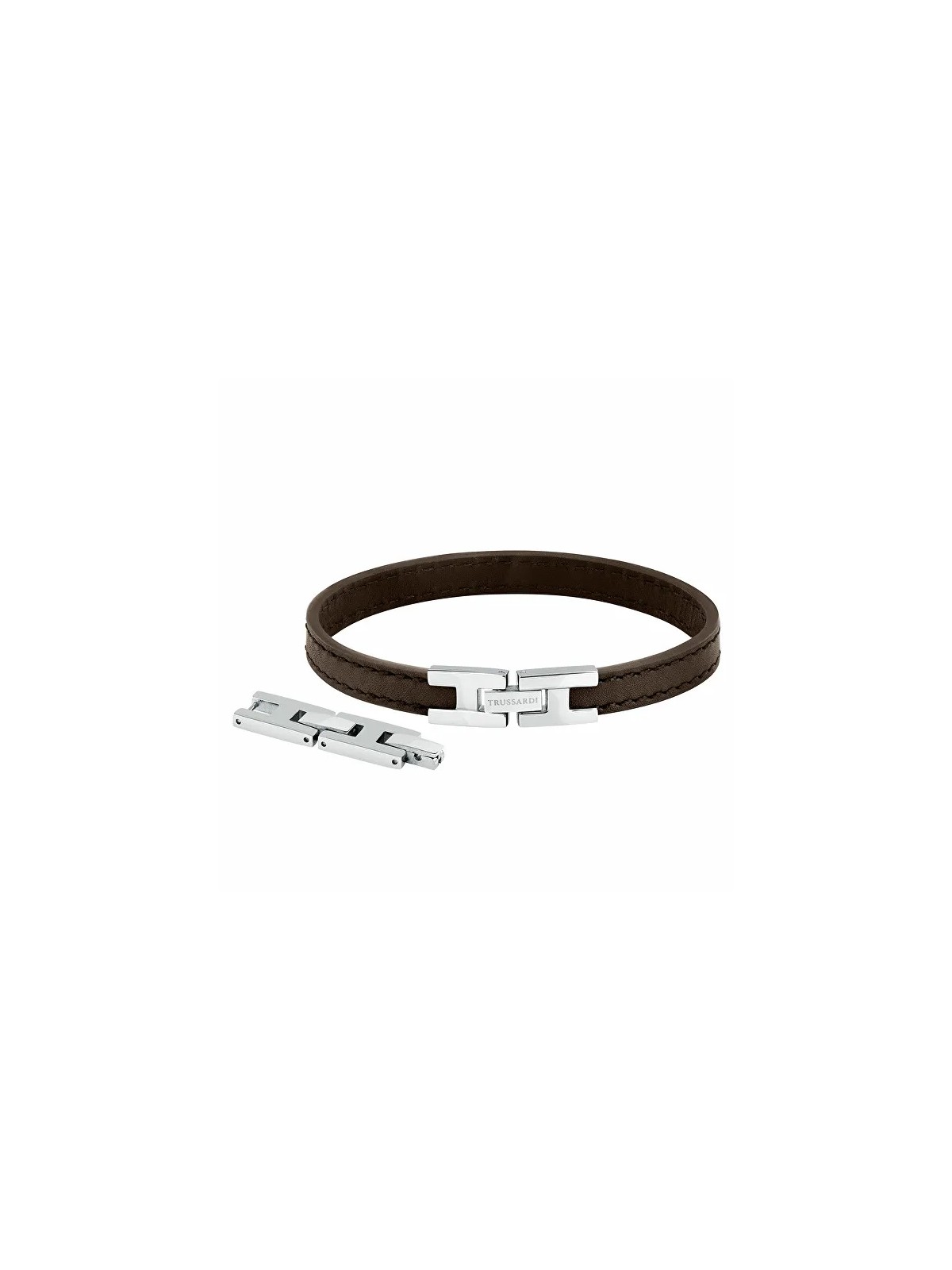 Trussardi Bracciale in pelle T-Leather TJAXZ02 marrone scuro alla moda uomo