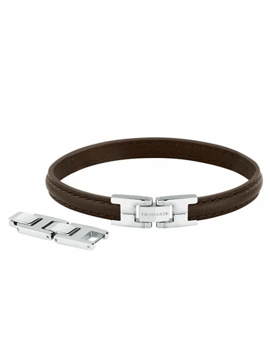 Trussardi Elegante bracciale in pelle marrone scuro T-Leather TJAXV21 uomo
