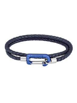 Lacoste Bracciale in pelle intrecciata blu scuro Matt 2040315 uomo