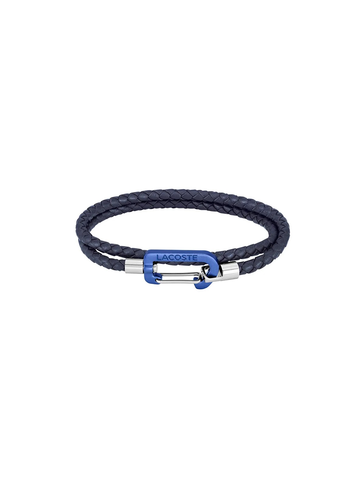 Lacoste Bracciale in pelle intrecciata blu scuro Matt 2040315 uomo