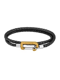 Lacoste Bracciale in pelle intrecciata nera Matt 2040316 uomo