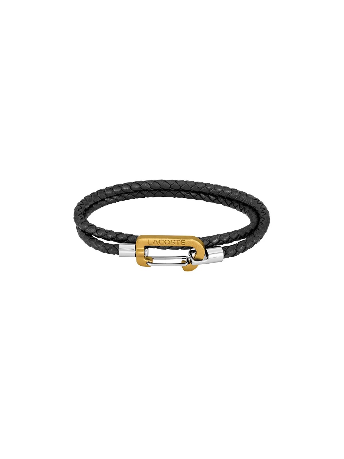 Lacoste Bracciale in pelle intrecciata nera Matt 2040316 uomo