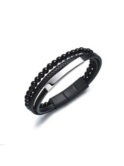 Diversi Bracciale moderno in pelle triple con perline B1G00203 uomo