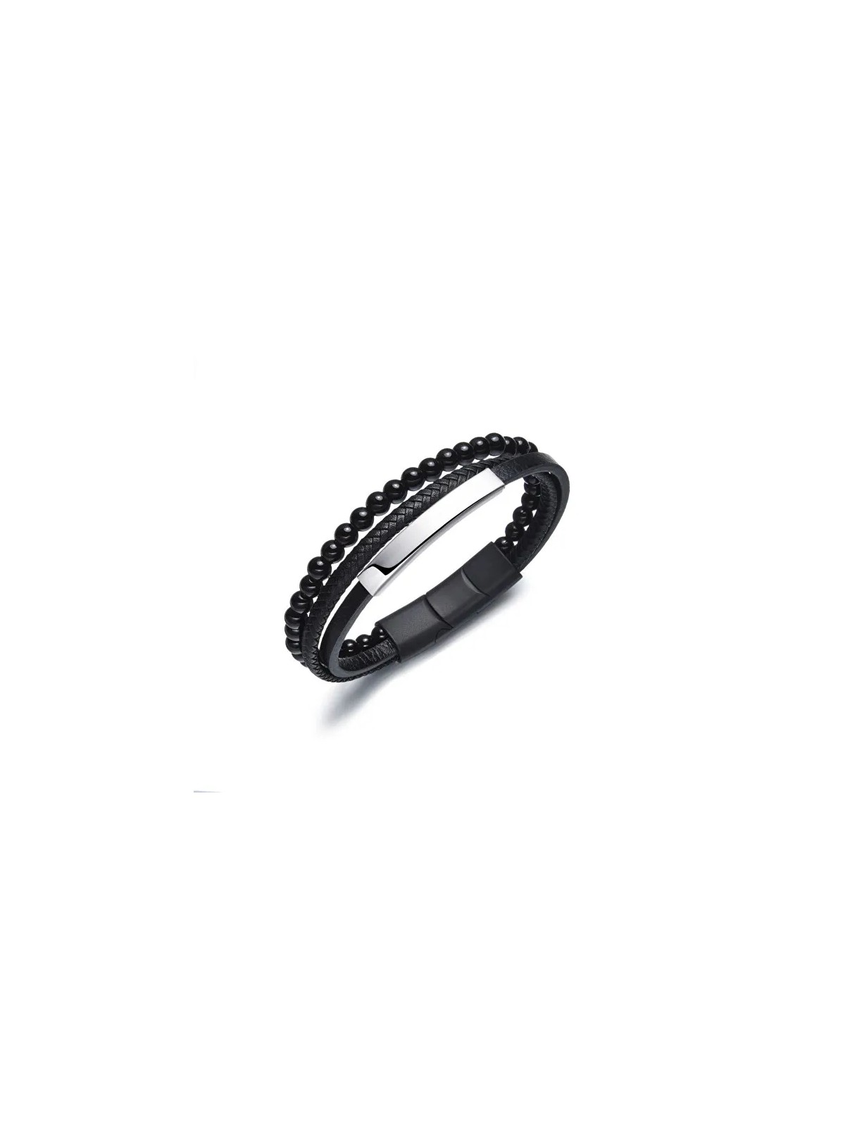 Diversi Bracciale moderno in pelle triple con perline B1G00203 uomo