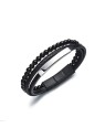 Diversi Bracciale moderno in pelle triple con perline B1G00203 uomo