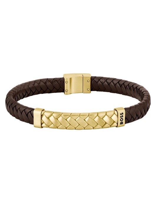 Hugo Boss Elegante bracciale in pelle da uomo su misura 1580675 - Lunghezza: 19 cm uomo