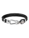 Hugo Boss Bracciale doppio alla moda in pelle nera 1580699 - Lunghezza: 19 cm uomo