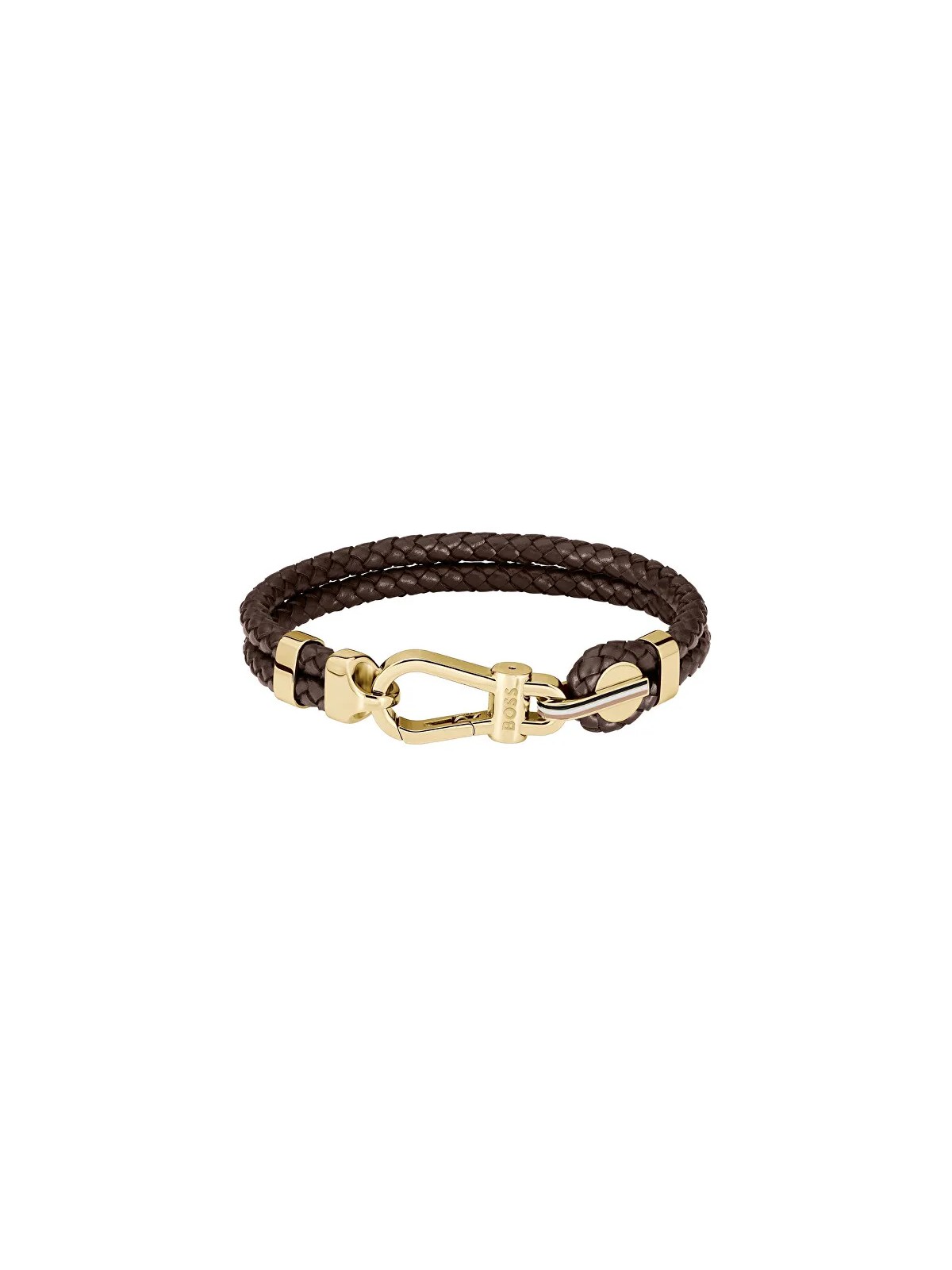 Hugo Boss Bracciale doppio alla moda in pelle marrone 1580700 - Lunghezza: 19 cm uomo