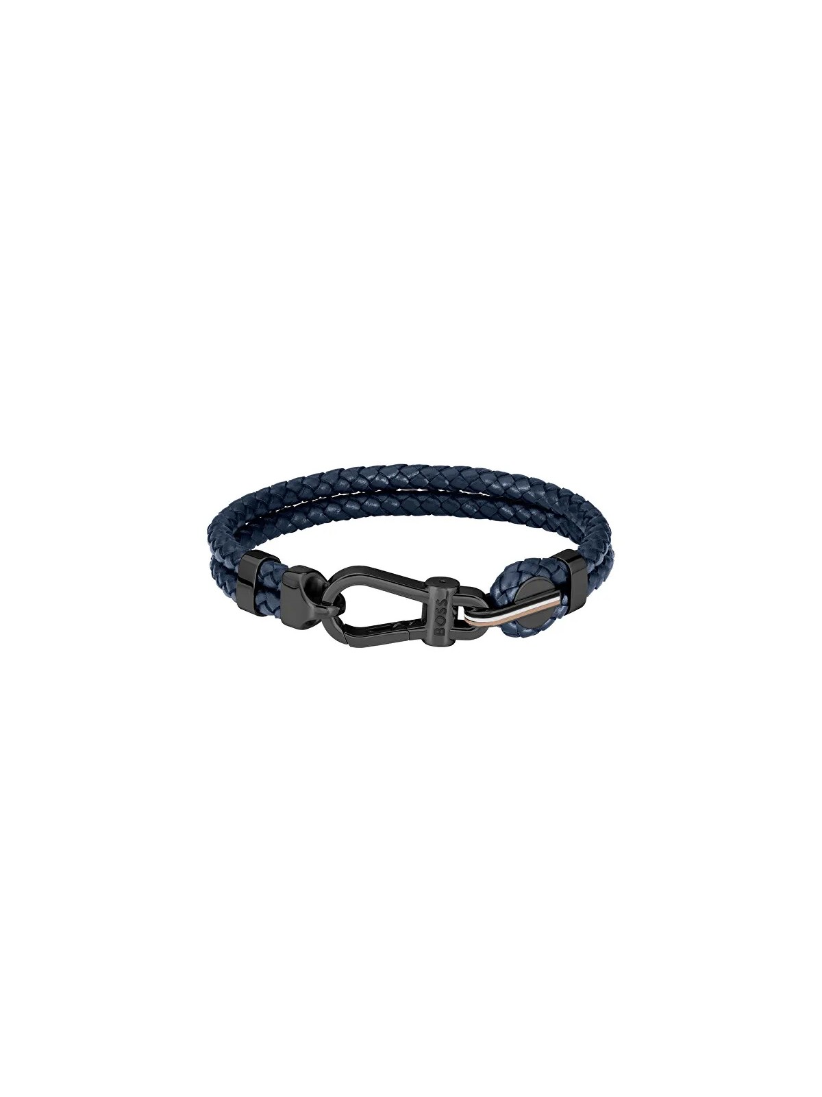 Hugo Boss Elegante bracciale doppio in pelle blu scuro 1580701 - Lunghezza: 19 cm uomo