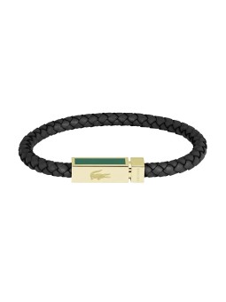 Lacoste Bracciale in pelle nera per uomo Rockel 2040451 uomo