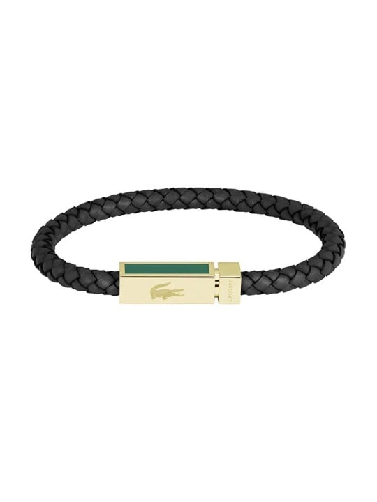 Lacoste Bracciale in pelle nera per uomo Rockel 2040451 uomo