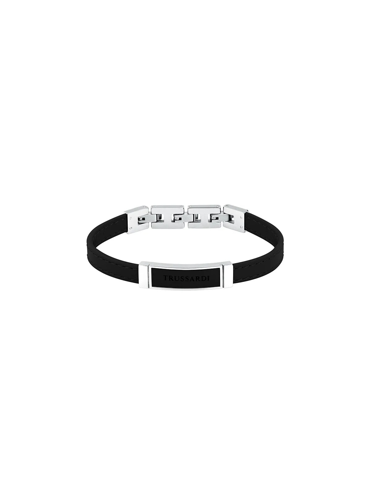 Trussardi Bracciale in pelle nera per uomo T-Leather TJAXZ05 uomo
