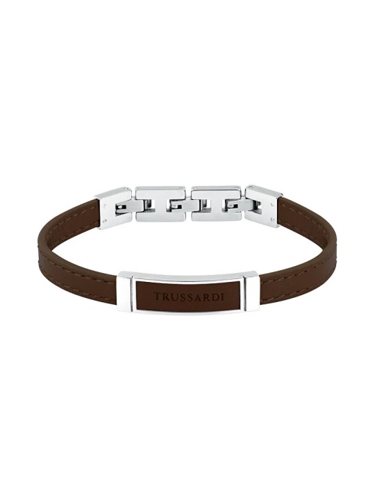 Trussardi Bracciale in pelle marrone per uomo T-Leather TJAXZ06 uomo