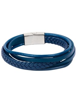 Troli Bracciale con cinturino in pelle blu Pelle uomo
