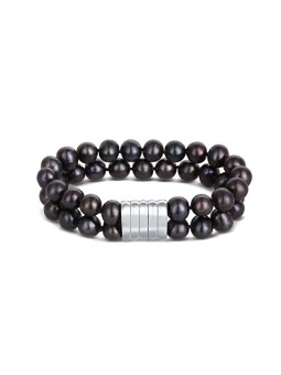 JwL Luxury Pearls Bracciale con doppia/doppia fila di perle nere autentiche JL0599 donna