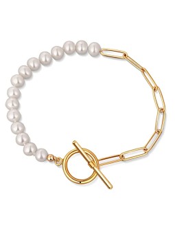 JwL Luxury Pearls Bracciale trendy placcato oro con vere perle di fiume JL0789 donna