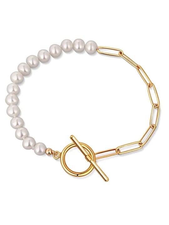 JwL Luxury Pearls Bracciale trendy placcato oro con vere perle di fiume JL0789 donna