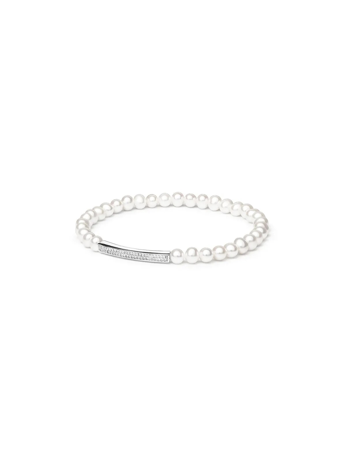 Silvego Bracciale flessibile di perle Noya con decorazione in argento LPS19222BW donna