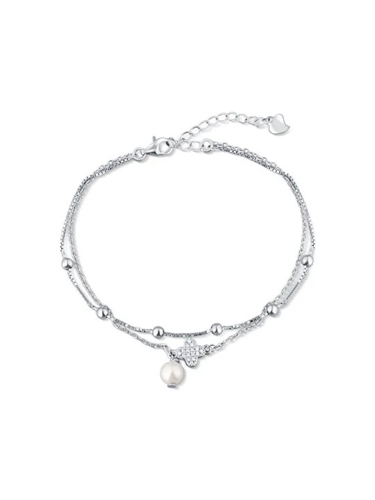 JwL Luxury Pearls Bracciale doppio in argento sterling con perla authentica e zirconi JL0801 donna