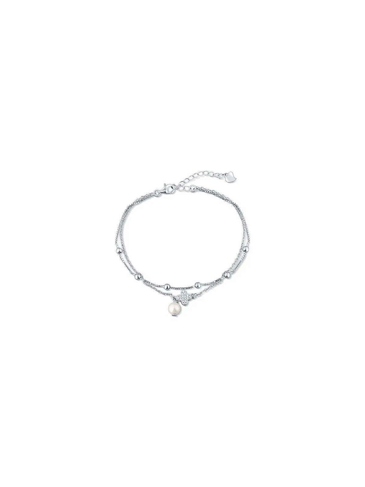 JwL Luxury Pearls Bracciale doppio in argento sterling con perla authentica e zirconi JL0801 donna