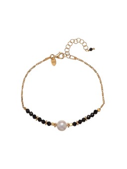 Alisia Bracciale placcato oro con spinello nero e perla di fiume AL4110-Oro-Spinello donna