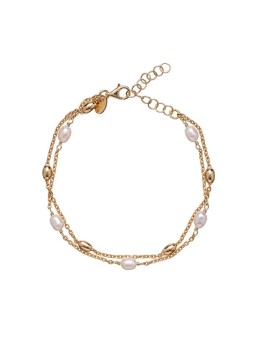 Alisia AL4136-Oro Bracciale doppio placcato oro con perle vere donna